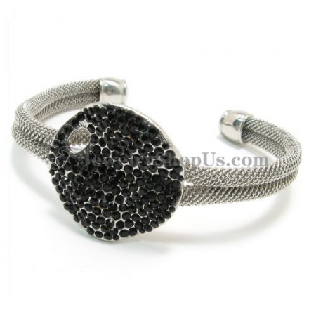 Gorgeous Alloy Bracelet with Black Rhinestones