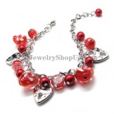 Gorgeous Alloy Bracelet with Red Synthetic Crystals
