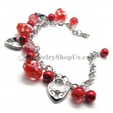 Gorgeous Alloy Bracelet with Red Synthetic Crystals