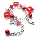 Fashion Alloy Bracelet with Red Synthetic Crystals