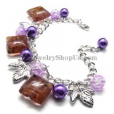 Fashion Alloy Bracelet with Purple Synthetic Crystals
