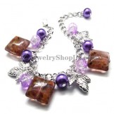 Fashion Alloy Bracelet with Purple Synthetic Crystals