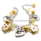 Fashion Alloy Bracelet with Yellow Synthetic Crystals