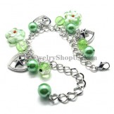 Gorgeous Alloy Bracelet with Green Synthetic Crystals