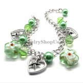 Gorgeous Alloy Bracelet with Green Synthetic Crystals