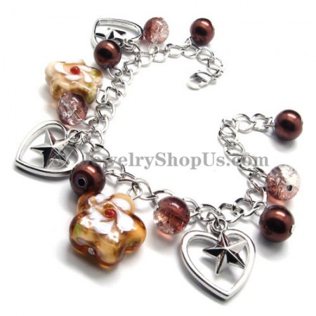 Gorgeous Alloy Bracelet with Coffe Synthetic Crystals