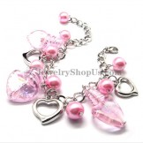 Fashion Alloy Bracelet with Pink Synthetic Crystals