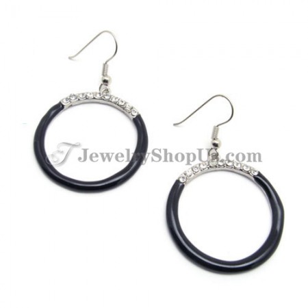 Elegant Alloy Circles Earrings with Rhinestones