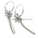 Gorgeous Flower Shape Alloy Rhinestones Earrings with Tassels