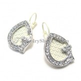 Beauitful White Alloy Earrings with Rhinestones