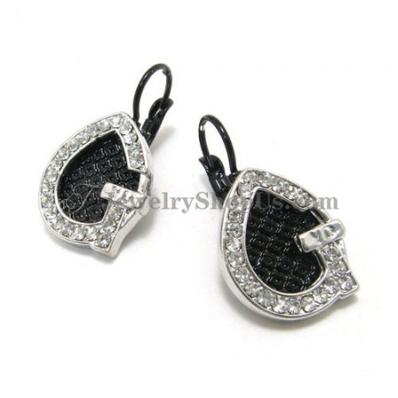 Beauitful Black Alloy Earrings with Rhinestones