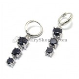 Fashion Alloy Earrings with Black Zircons