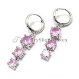 Fashion Alloy Earrings with Pink Zircons