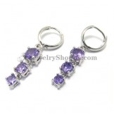 Fashion Alloy Earrings with Purple Zircons