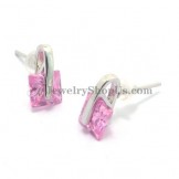 Gorgeous Alloy Earrings with Pink Zircon