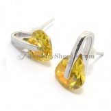 Beautiful Alloy Earrings with Yellow Heart Shape Zircon