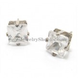 Fashion Alloy Earrings with Square Zircon