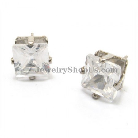 Fashion Alloy Earrings with Square Zircon