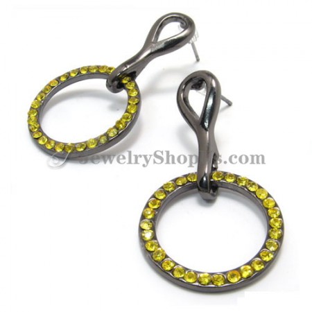 Beautiful Circle Alloy Earrings with Yellow Rhinestones
