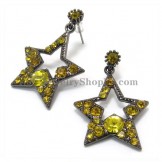Fashion Alloy Earrings with Yellow Zircons