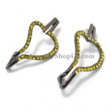 Gorgeous Black Alloy Earrings with Yellow Rhinestones