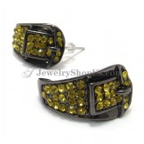 Delicate Alloy Round  Earrings with Yellow Rhinestones