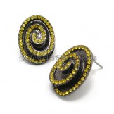 Fashion Round Alloy Earrings with Yellow Rhinestones