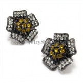 Fashion Flower Alloy Earrings with Yellow Rhinestones