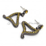 Fashion Alloy Earrings with Yellow Rhinestones 