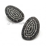 Gorgeous Alloy Earrings with Black Rhinestones
