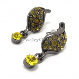 Fashion Alloy Earrings with Yellow Rhinestones