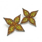 Elegant Flower Alloy Earrings with Rhinestones