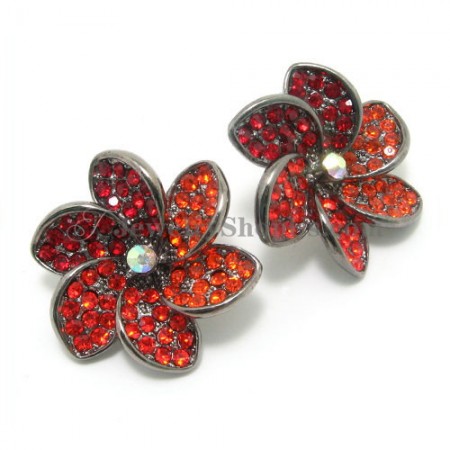 Elegant Colorful Rhinestones Alloy Flower Earrings