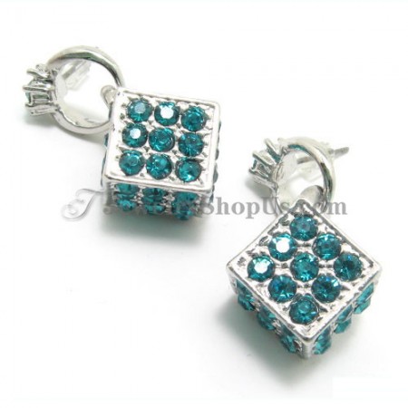 Cubic Alloy Earrings with Green Rhinestons