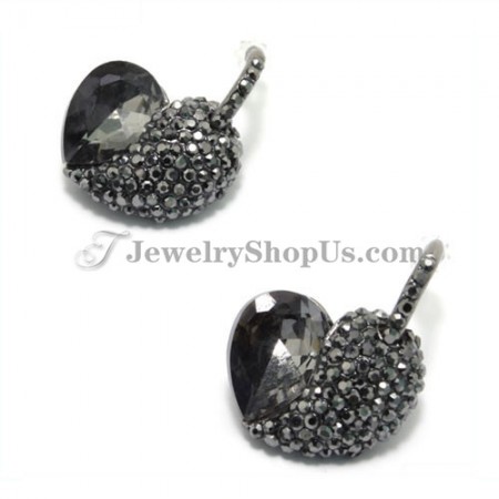 Elegant Alloy Earrings with Black Rhinestones