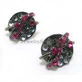 Fashion Alloy Earrings with Red Rhinestones