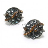 Fashion Alloy Earrings with Brown Rhinestones