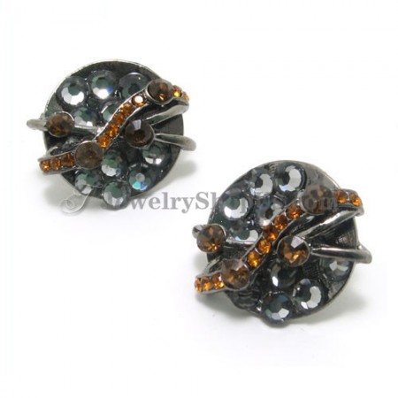 Fashion Alloy Earrings with Brown Rhinestones