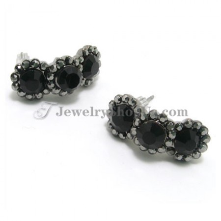 Elegant Alloy Earrings with Black Rhinestones and Zircons