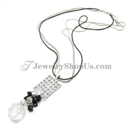 Fashion Alloy Necklace with Rhinestones and Crystals