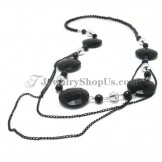 Beautiful Necklace with Black Synthetic Crystal