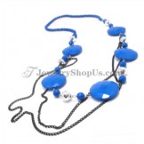 Beautiful Necklace with Blue Synthetic Crystal