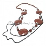 Beautiful Necklace with Brown Synthetic Crystal