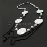 Beautiful Necklace with White Synthetic Crystal