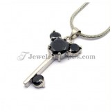Beauitful Mickey Key Alloy Pendant with Black Zircons
