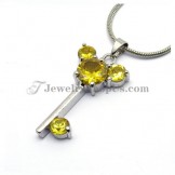 Beauitful Mickey Key Alloy Pendant with Yellow Zircons