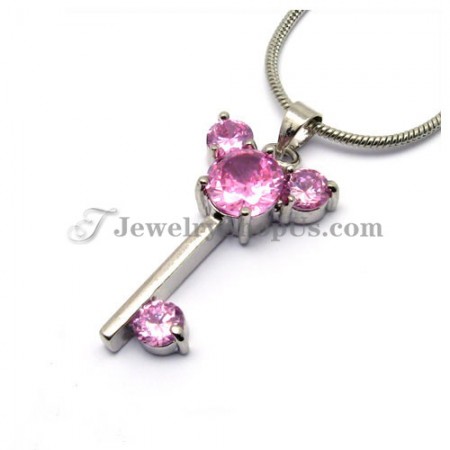Beauitful Mickey Key Alloy Pendant with Pink Zircons