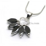 Beauitful Leaves Alloy Pendant with Black Zircons