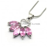 Beauitful Leaves Alloy Pendant with Pink Zircons