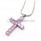 Fashion Cross Alloy Pendant with Pink Zircons